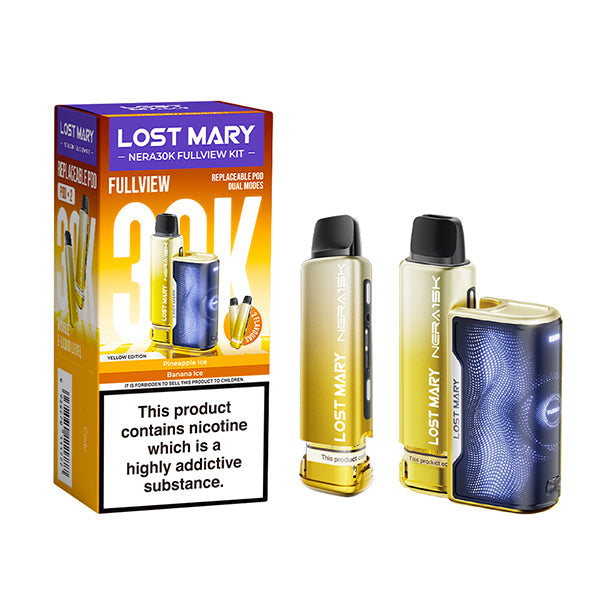 Lost Mary Nera 30K Fullview Vape Prefilled Pod Kit - Big Puff Vape - Yellow Edition