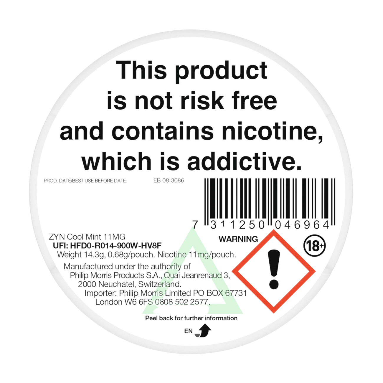 ZYN Red Fruits 9mg Nicotine Pouches - Back