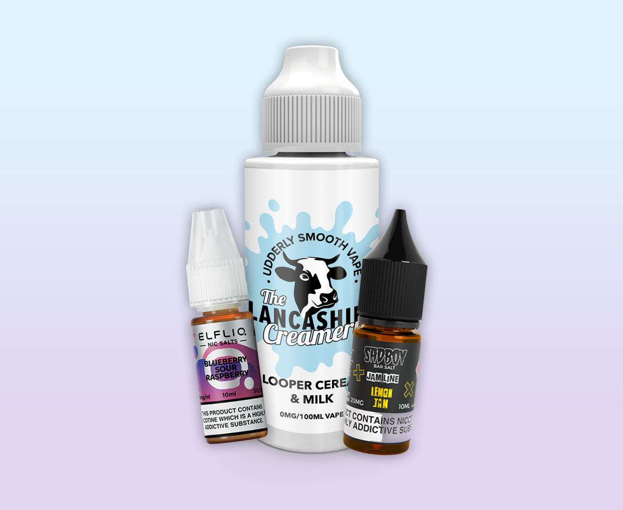 E-liquids, nic salts and shortfills from top brands including elfliq, maryliq, riot, sad boy and more!