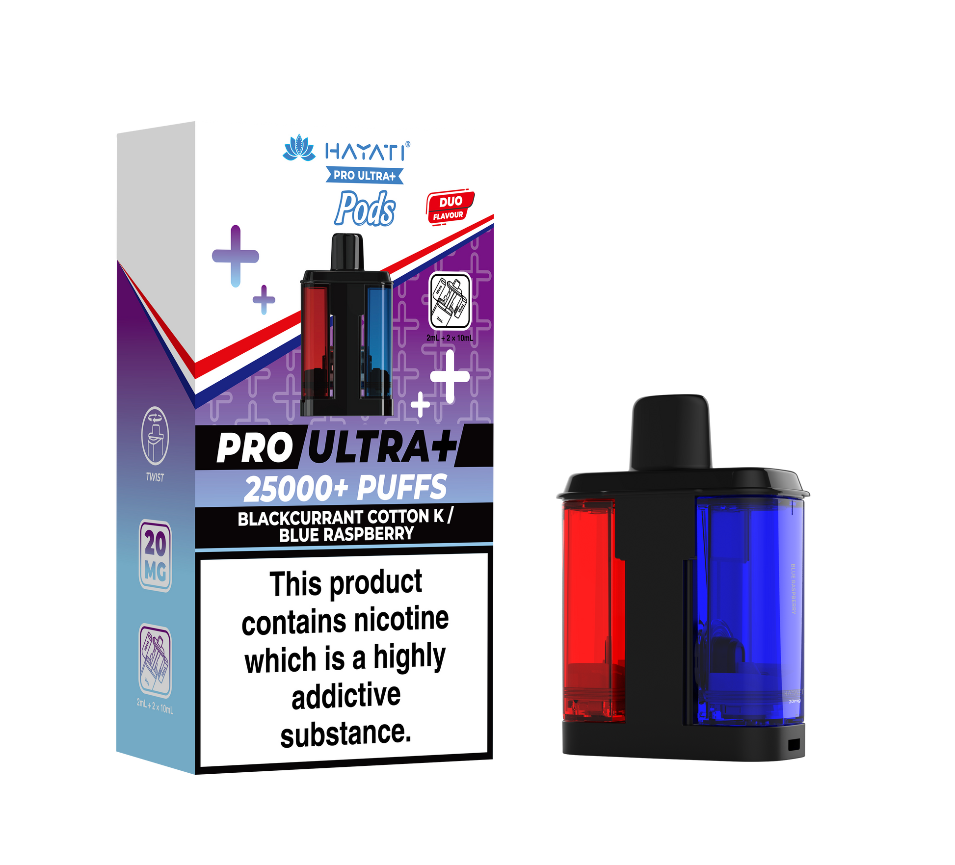 Hayati Pro Ultra+ 25K Replacement Prefilled Pods - Blackcurrant Cotton K / Blue Raspberry