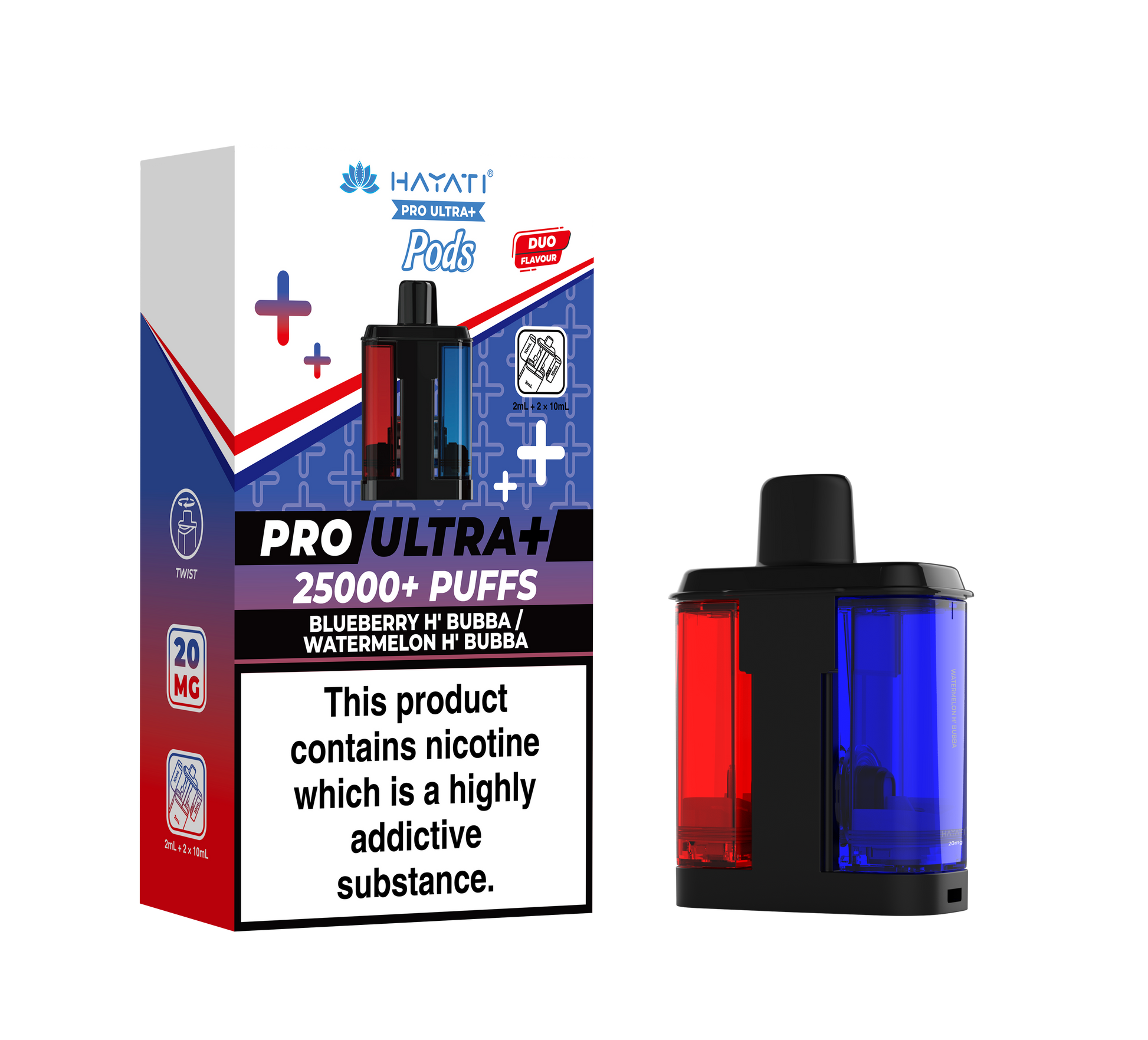 Hayati Pro Ultra+ 25K Replacement Prefilled Pods - Blueberry H'Bubba / Watermelon H'Bubba
