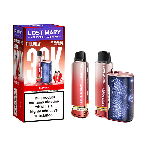 Lost Mary Nera 30K Fullview Vape Prefilled Pod Kit - Big Puff Vape - Cherry Ice