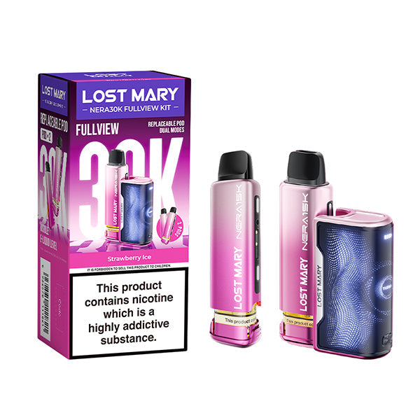 Lost Mary Nera 30K Fullview Vape Prefilled Pod Kit - Big Puff Vape - Strawberry Ice