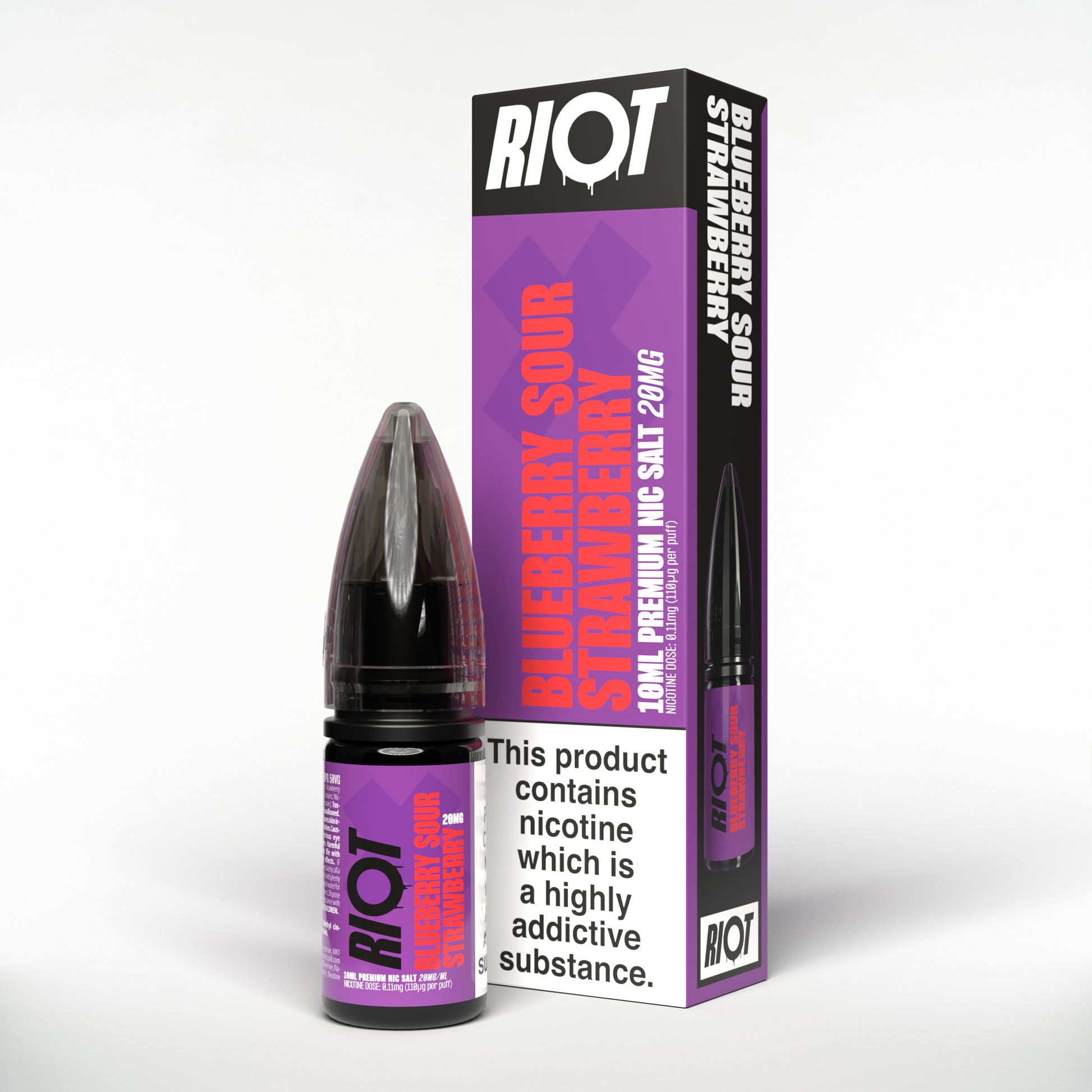 Riot X Blueberry Sour Strawberry Nic Salt E-liquid 10ml bottle