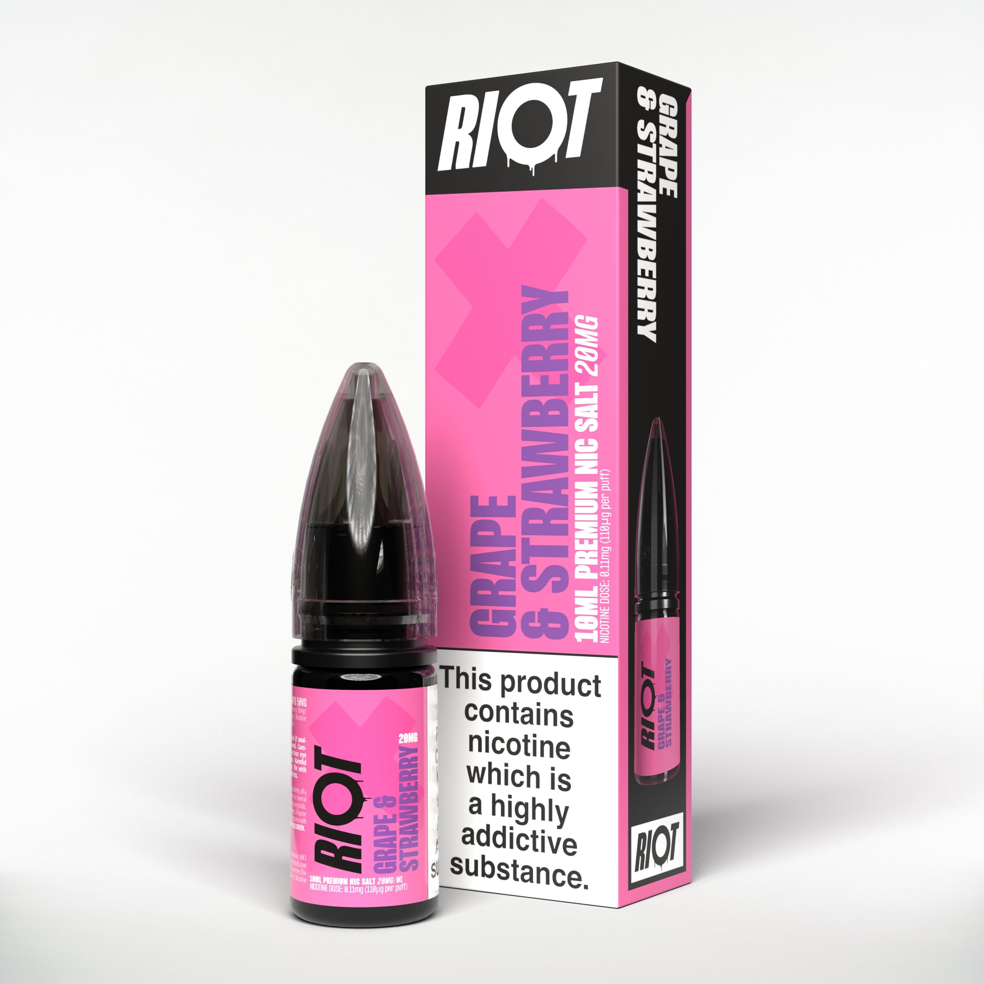 Riot X Grape & Strawberry Nic Salt E-liquid 10ml bottle