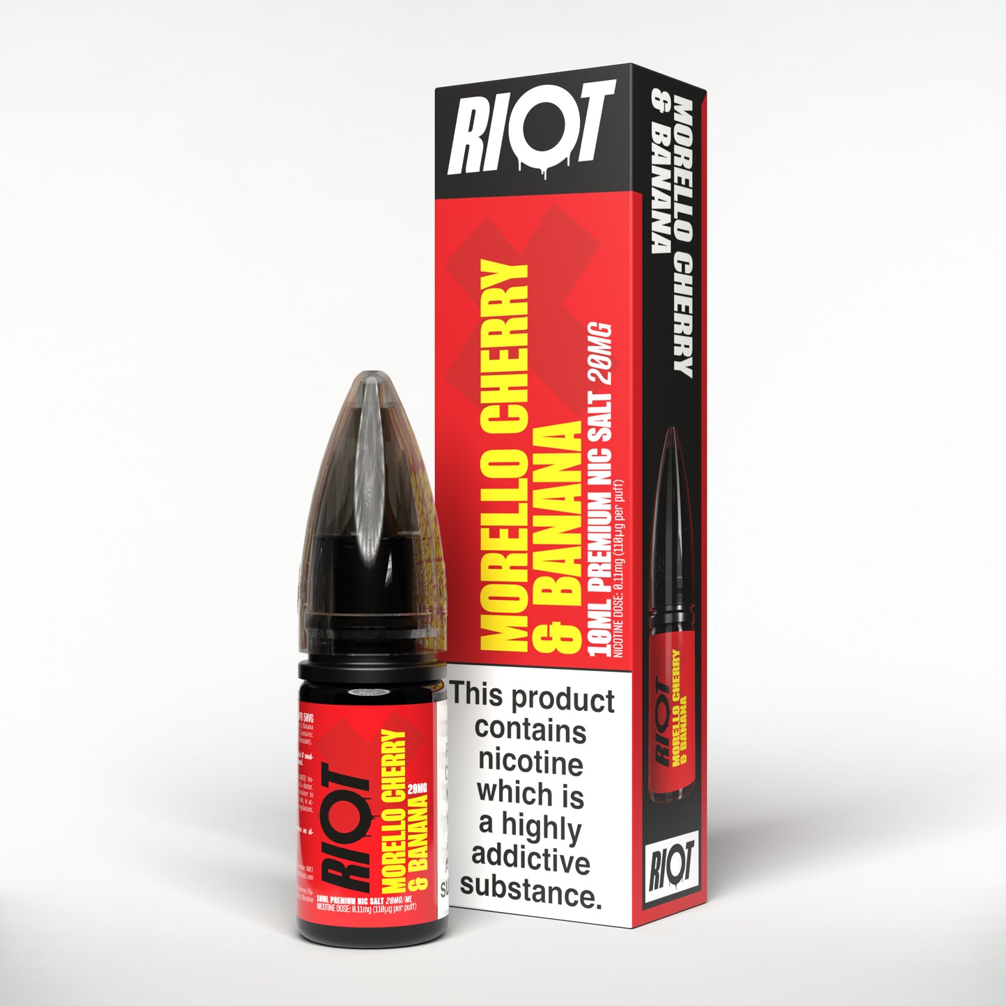 Riot X Morello Cherry & Banana Nic Salt E-liquid 10ml bottle