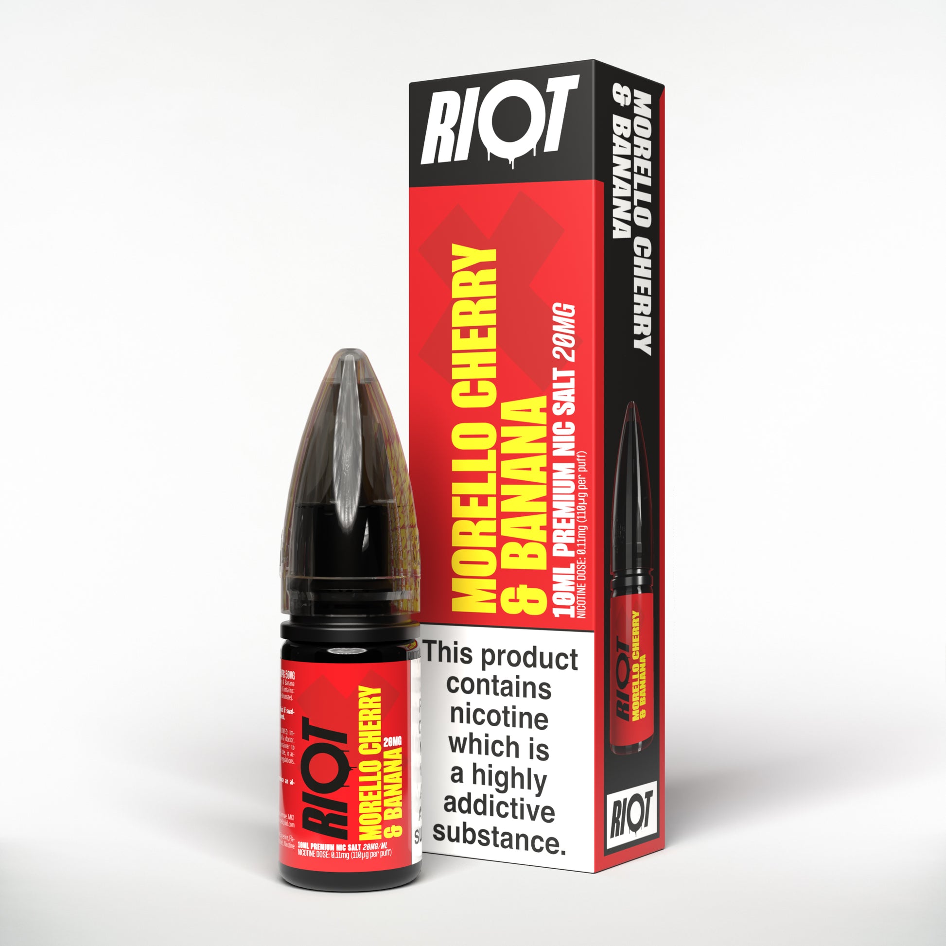 Riot X Morello Cherry & Banana Nic Salt E-liquid 10ml bottle