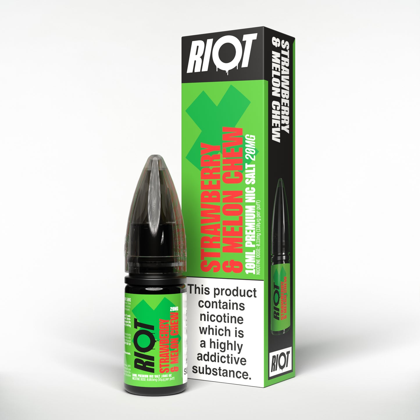 Riot X Strawberry & Melon Chew Nic Salt E-liquid 10ml bottle