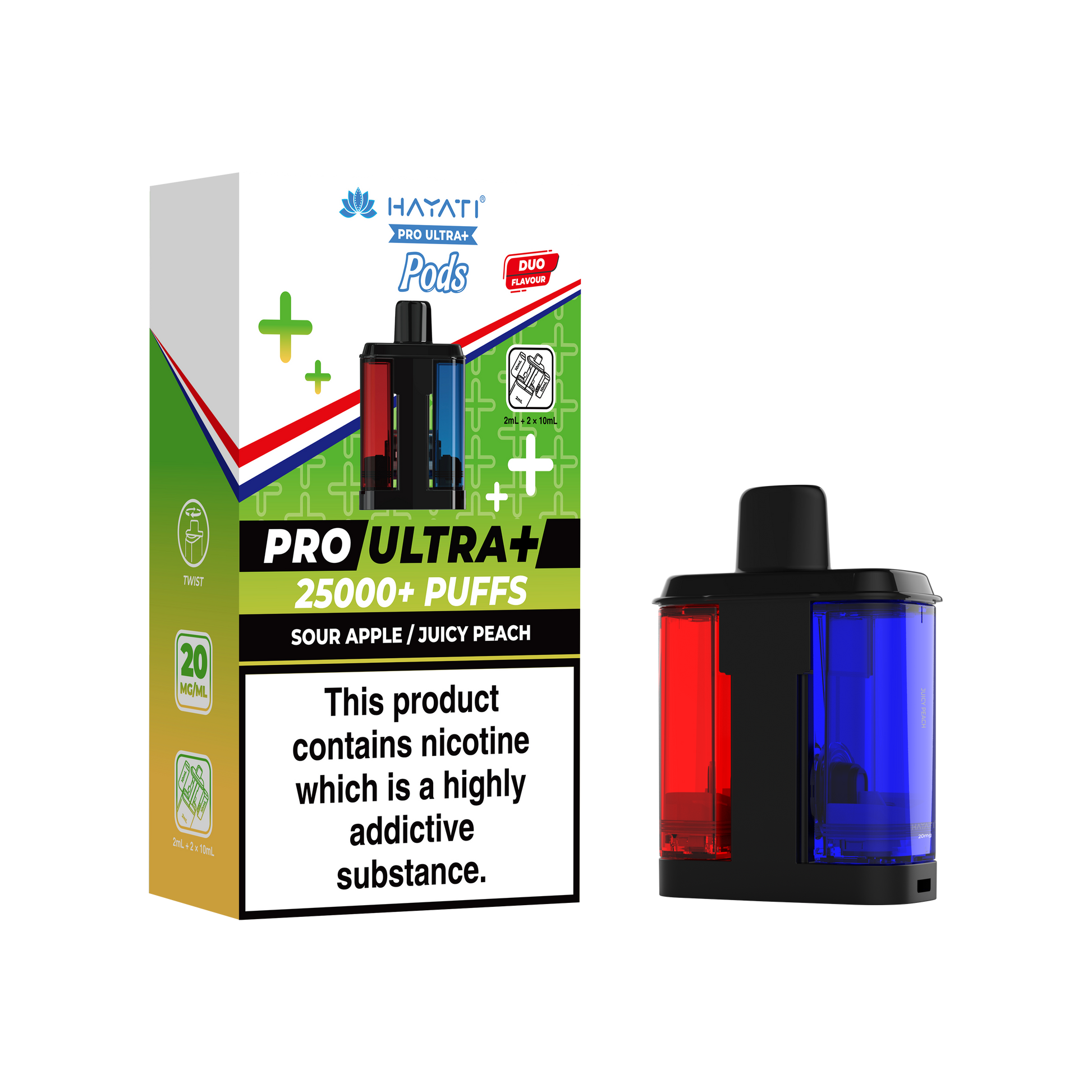 Hayati Pro Ultra+ 25K Replacement Prefilled Pods - Sour Apple / Juicy Peach