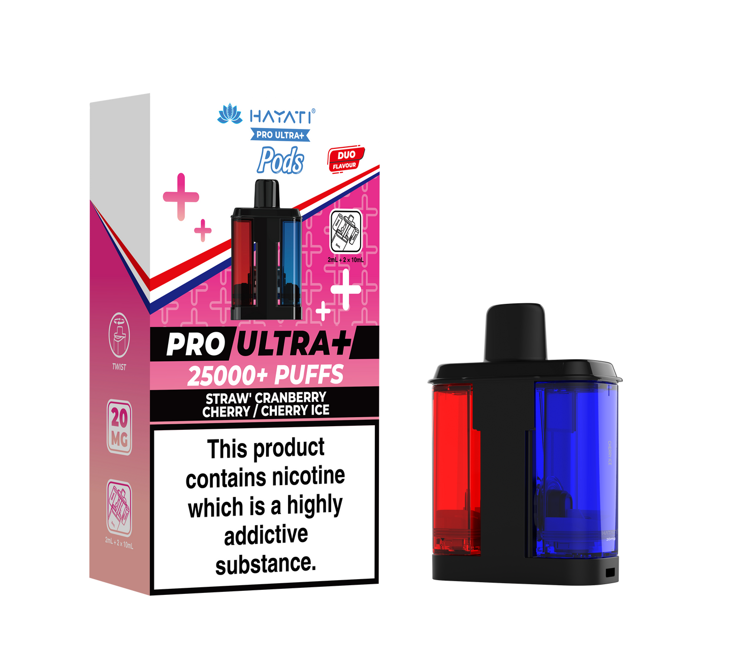 Hayati Pro Ultra+ 25K Replacement Prefilled Pods - Straw' Cranberry Cherry / Cherry Ice