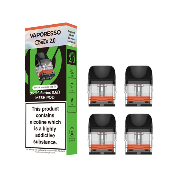 Vaporesso XROS Corex 2.0 Replacement Vape Pods 4 Pack 0.6Ω