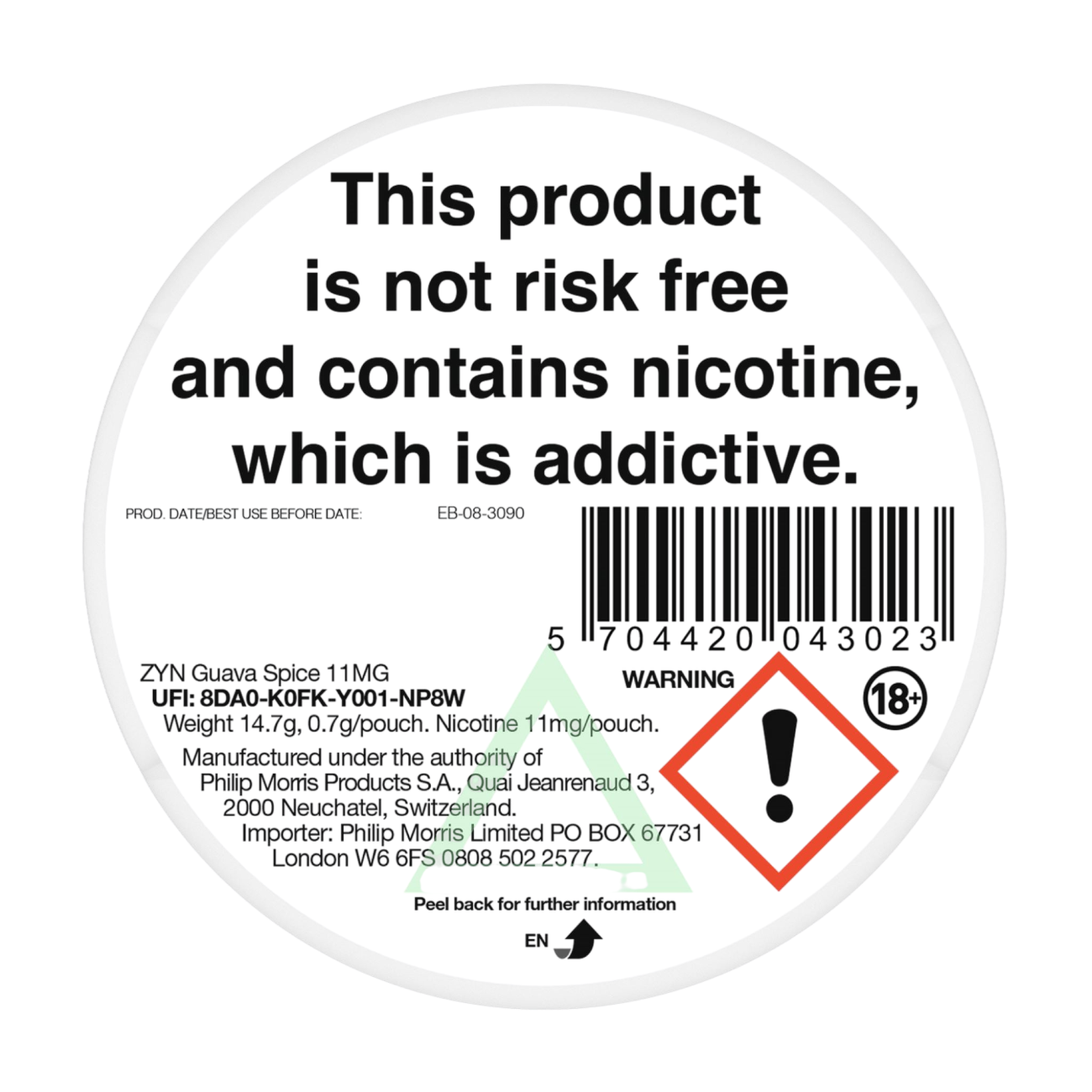 ZYN Guava Spice 11mg Nicotine Pouches - Back