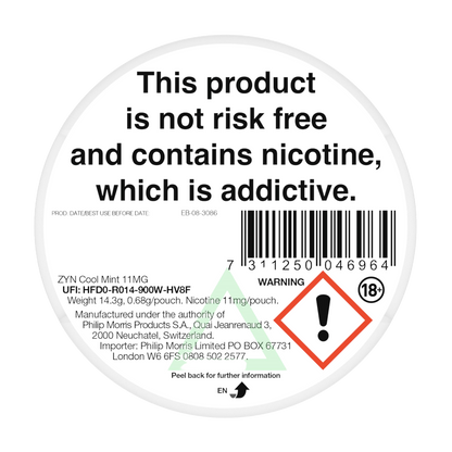 ZYN Red Fruits 9mg Nicotine Pouches - Back