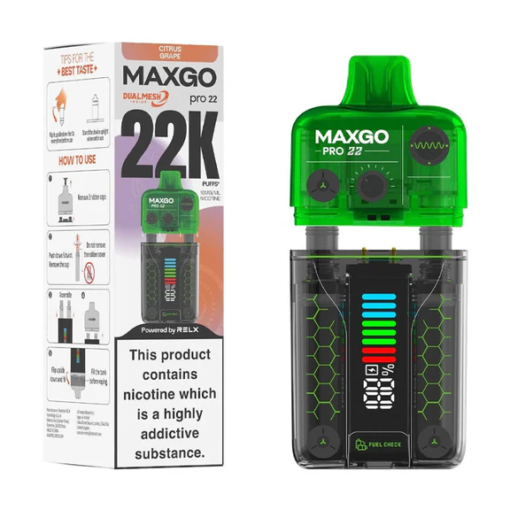 RELX MaxGo Pro Citrus Grape 22k Menthol Disposable | Online Vape Shop