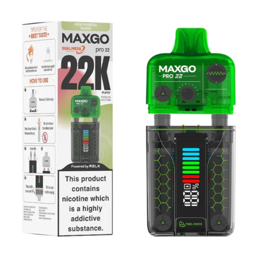 RELX MaxGo Pro Kiwi Passionfruit Guava 22k Menthol Disposable Vape